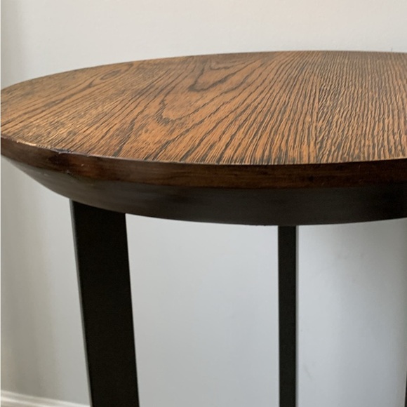 Contemporary Round‎ Chairside Table Wooden metal living room brown MCM - Picture 4 of 9